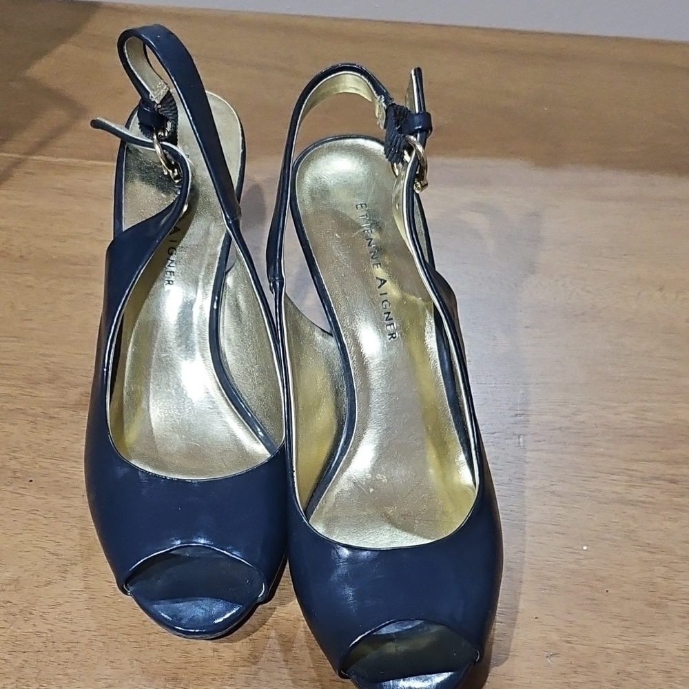 Etienne Aigner Blue Slingback Heels